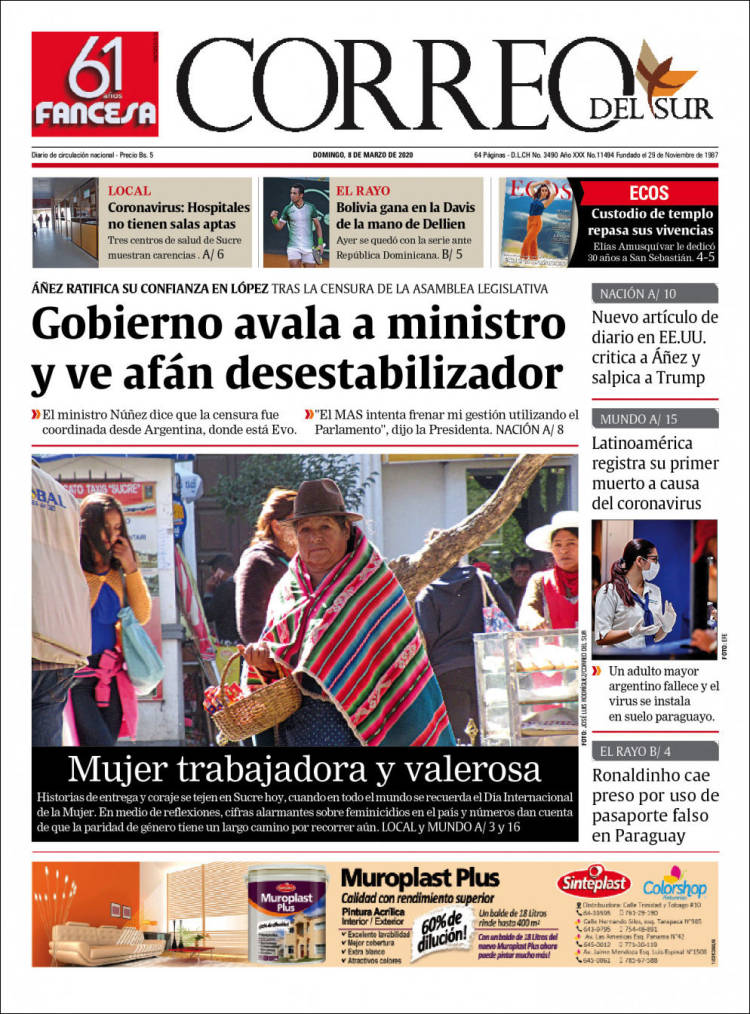 Portada de Correo Sur (Bolivia)