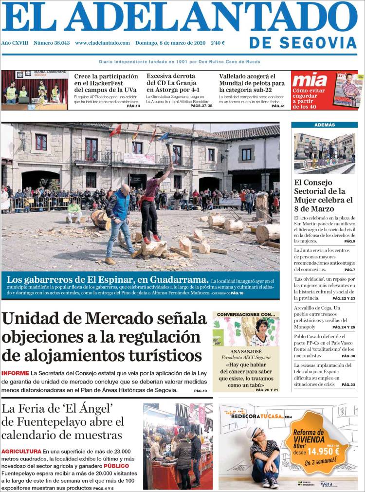 Portada de El Adelantado de Segovia (España)