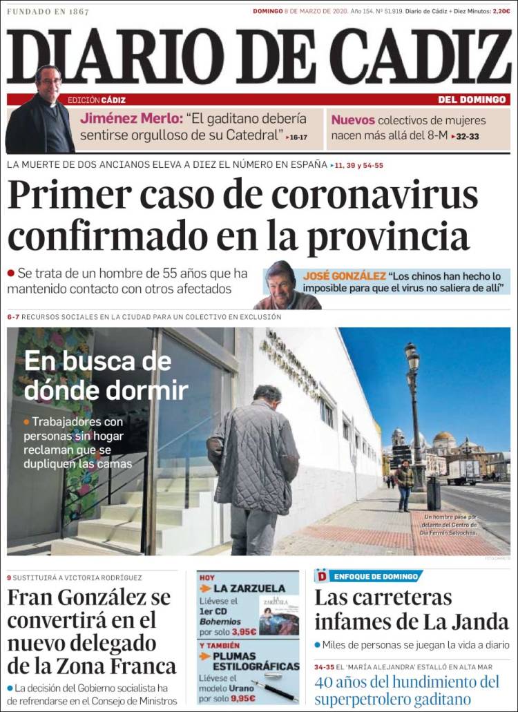 Portada de Diario de Cádiz (España)