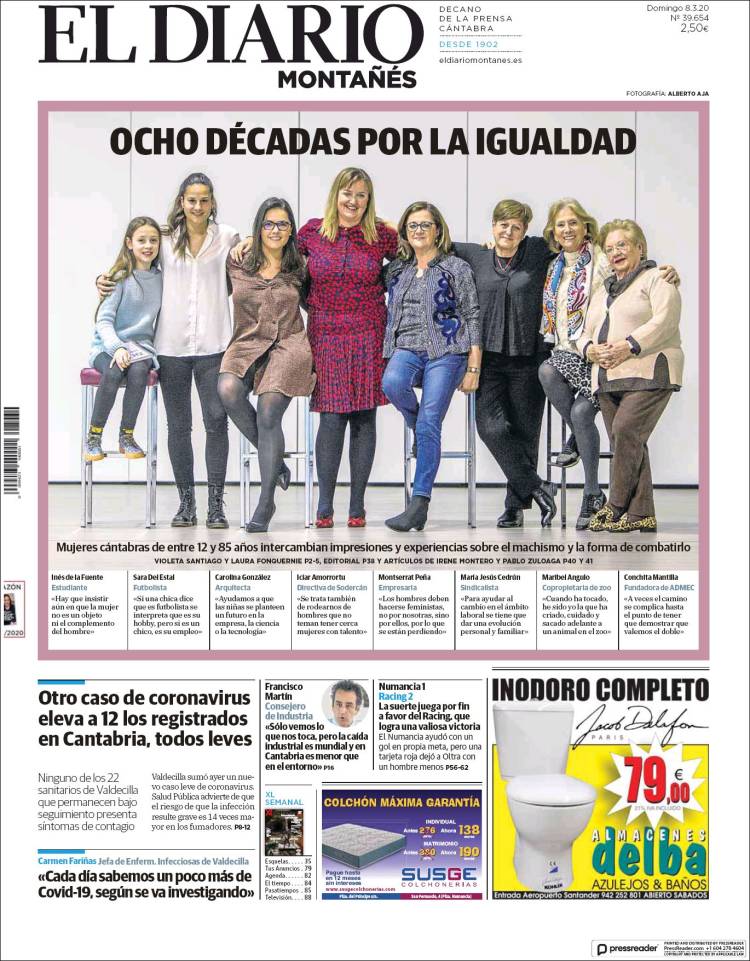 Portada de El Diario Montañés (España)