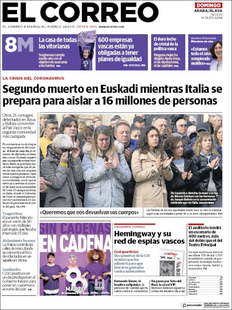 Portada de El Correo - Álava (España)