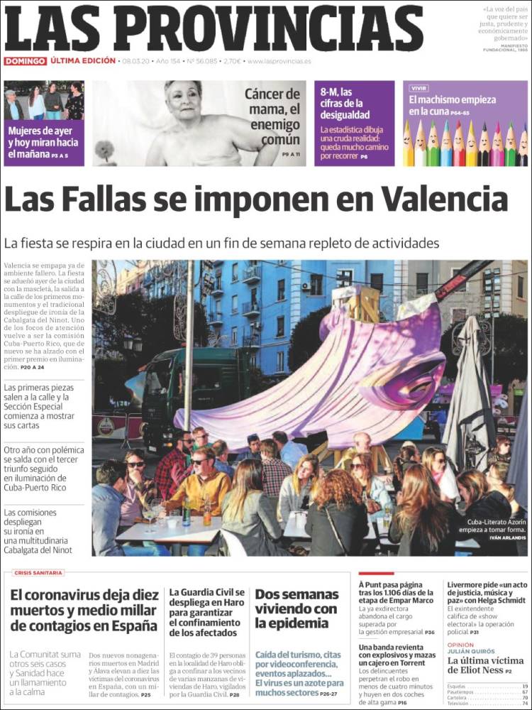 Portada de Las Provincias (España)