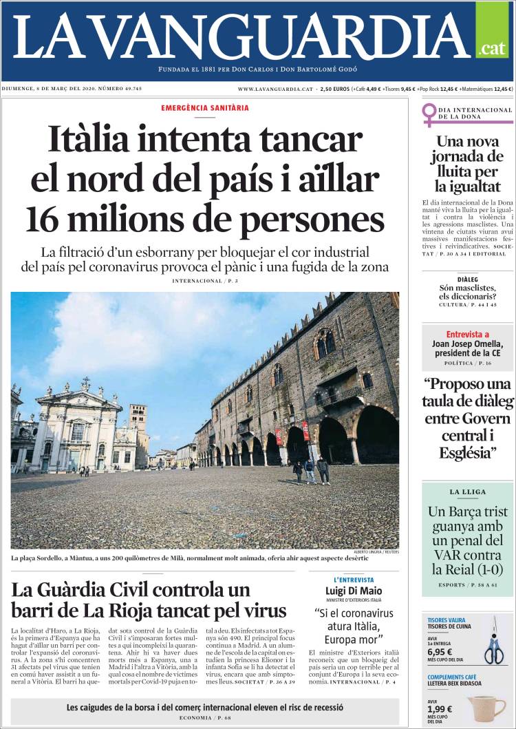 Portada de La Vanguardia (España)