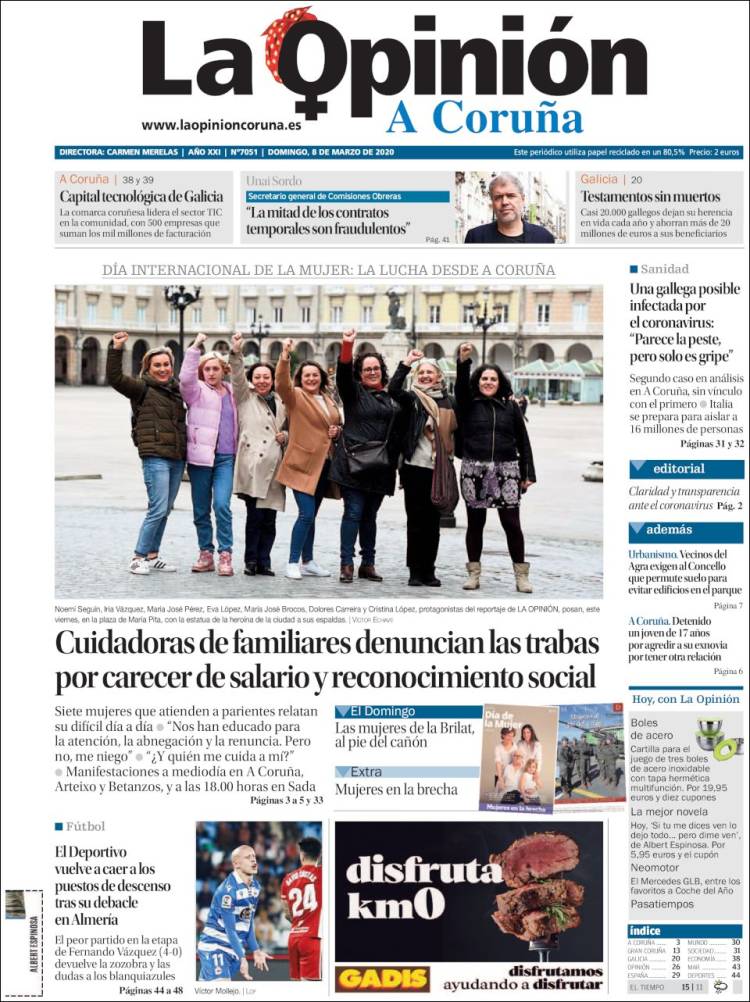 Portada de La Opinión de A Coruña (España)