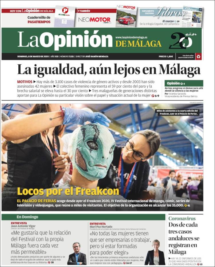 Portada de La Opinión de Málaga (España)