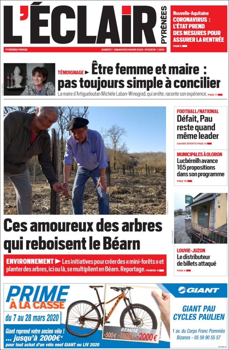 Portada de L'Eclair des Pyrénées (France)