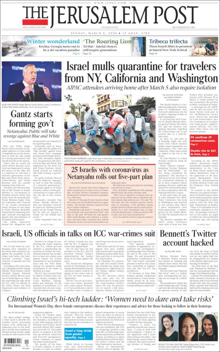 Portada de The Jerusalem Post (Israel)