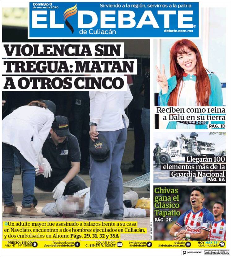 Portada de El Debate de Culiacán (México)