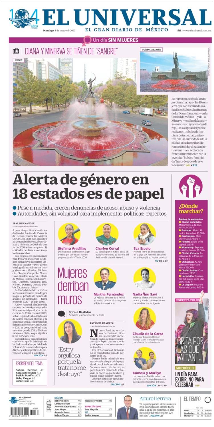 Portada de El Universal (México)