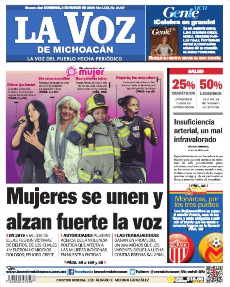 Portada de La Voz de Michoacán (México)