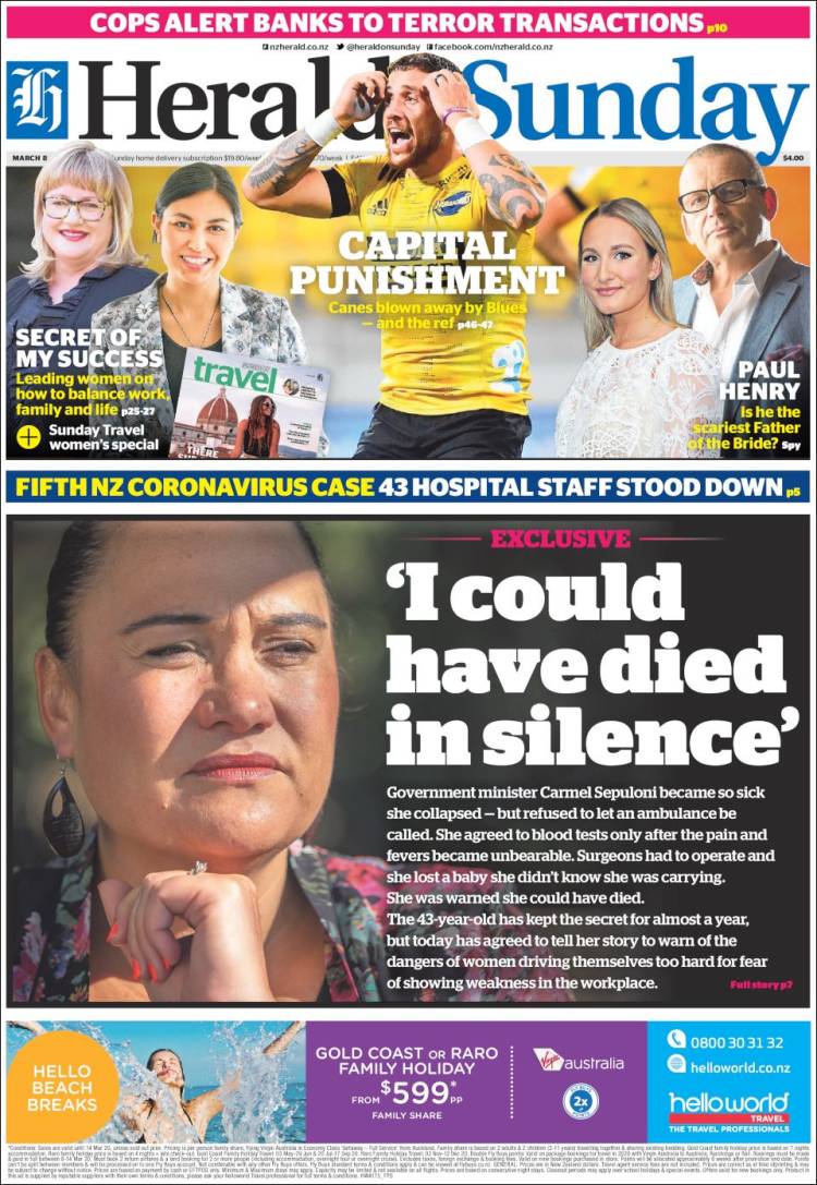 Portada de The New Zealand Herald (Nueva Zelanda)