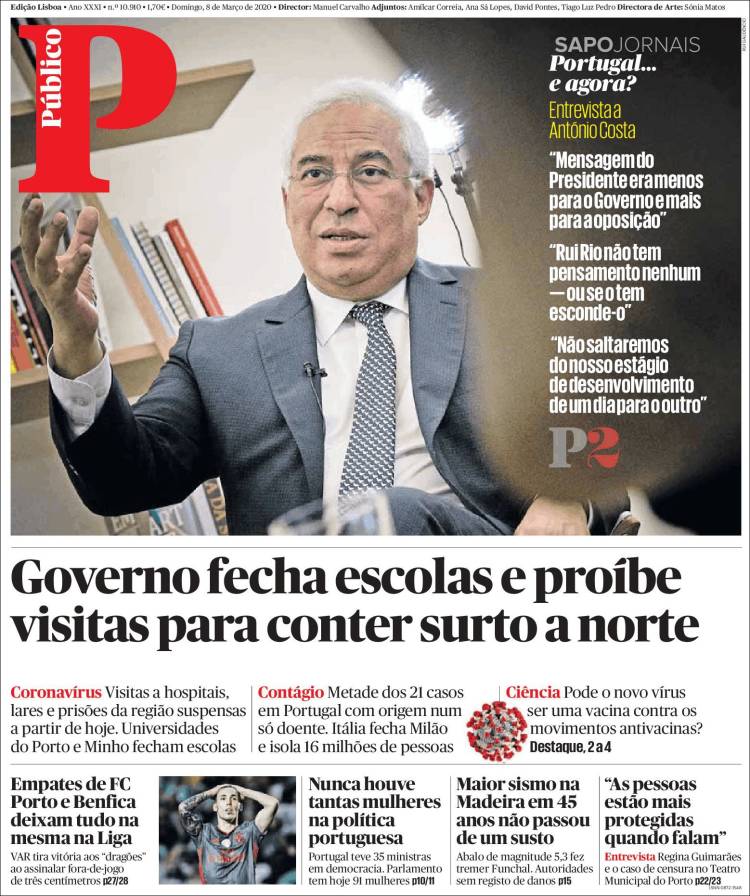 Portada de Público (Portugal)
