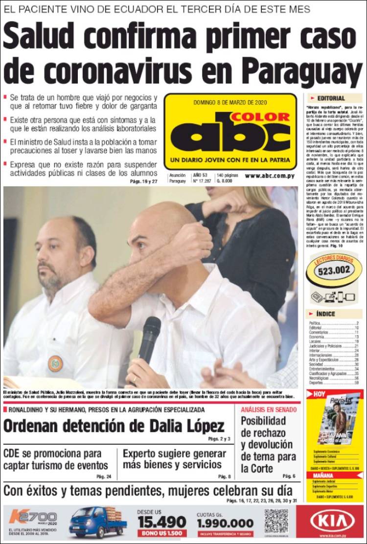 Portada de ABC Color (Paraguay)