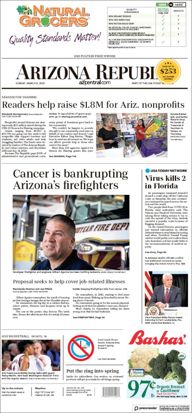 Portada de Arizona Republic News (USA)