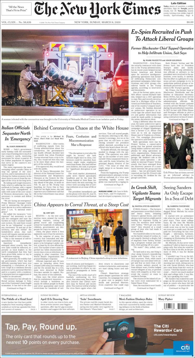 Portada de New York Times (USA)