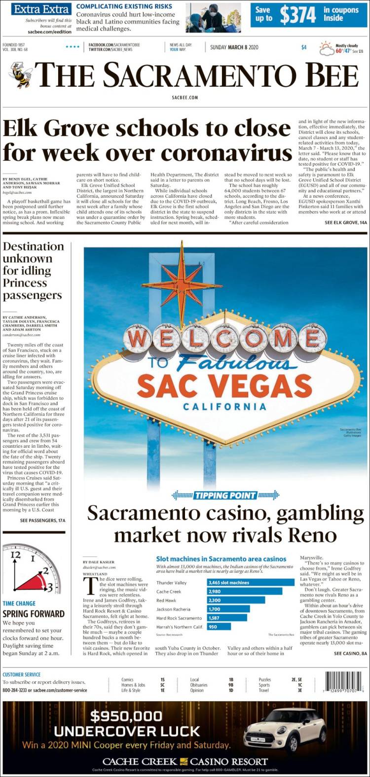 Portada de The Sacramento Bee (USA)