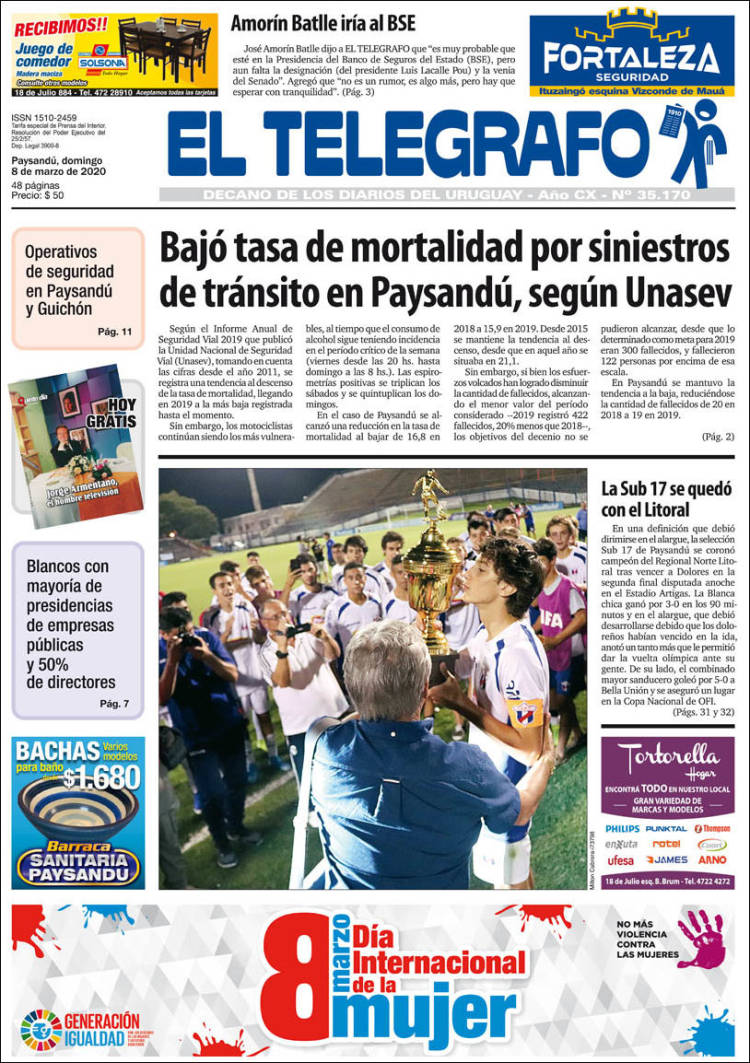 Portada de El Telégrafo (Uruguay)