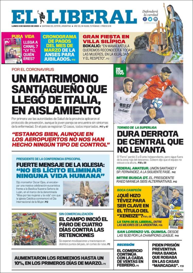 Portada de Diario El Liberal (Argentina)