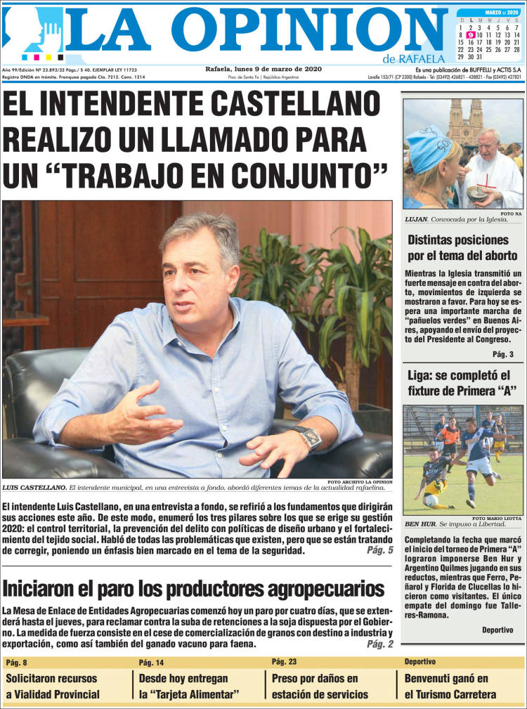 Portada de La Opinión (Argentina)