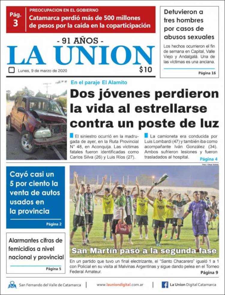 Portada de La Unión (Argentina)