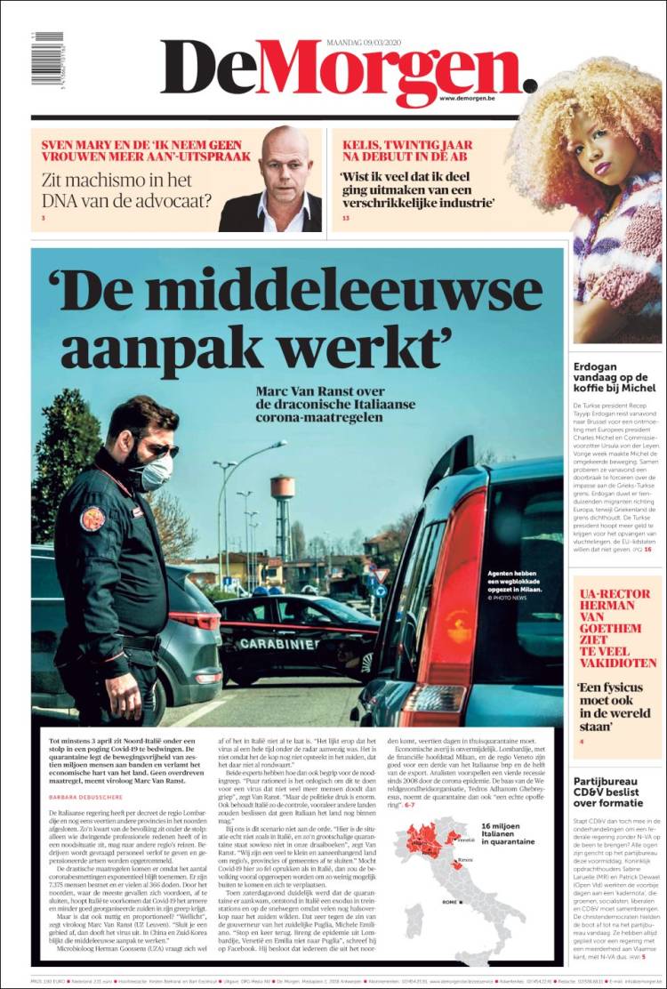Portada de De Morgen (B&eacute;lgica)