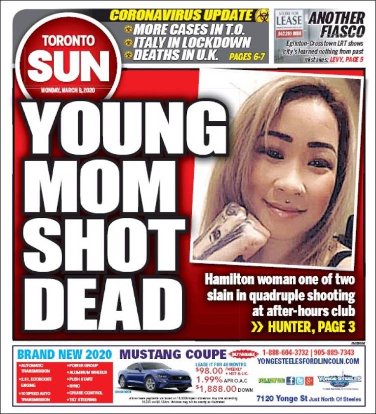 Portada de The Toronto Sun (Canadá)