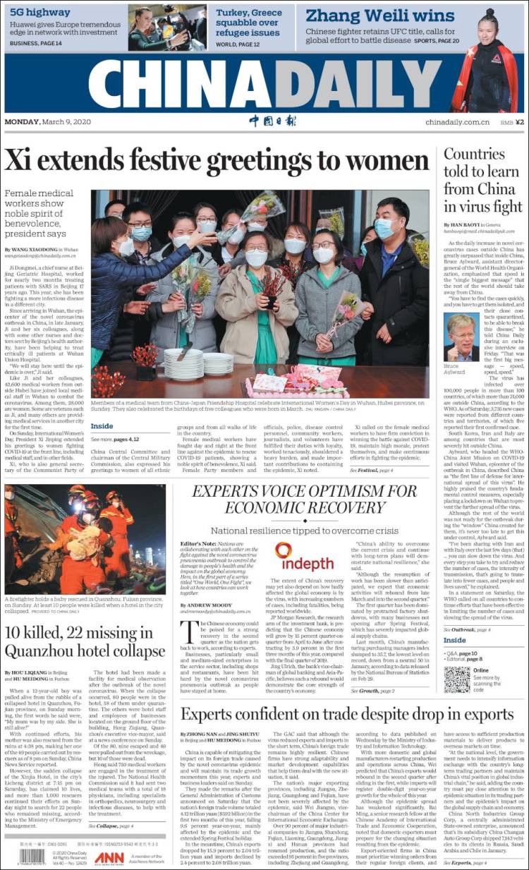 Portada de China Daily (China)