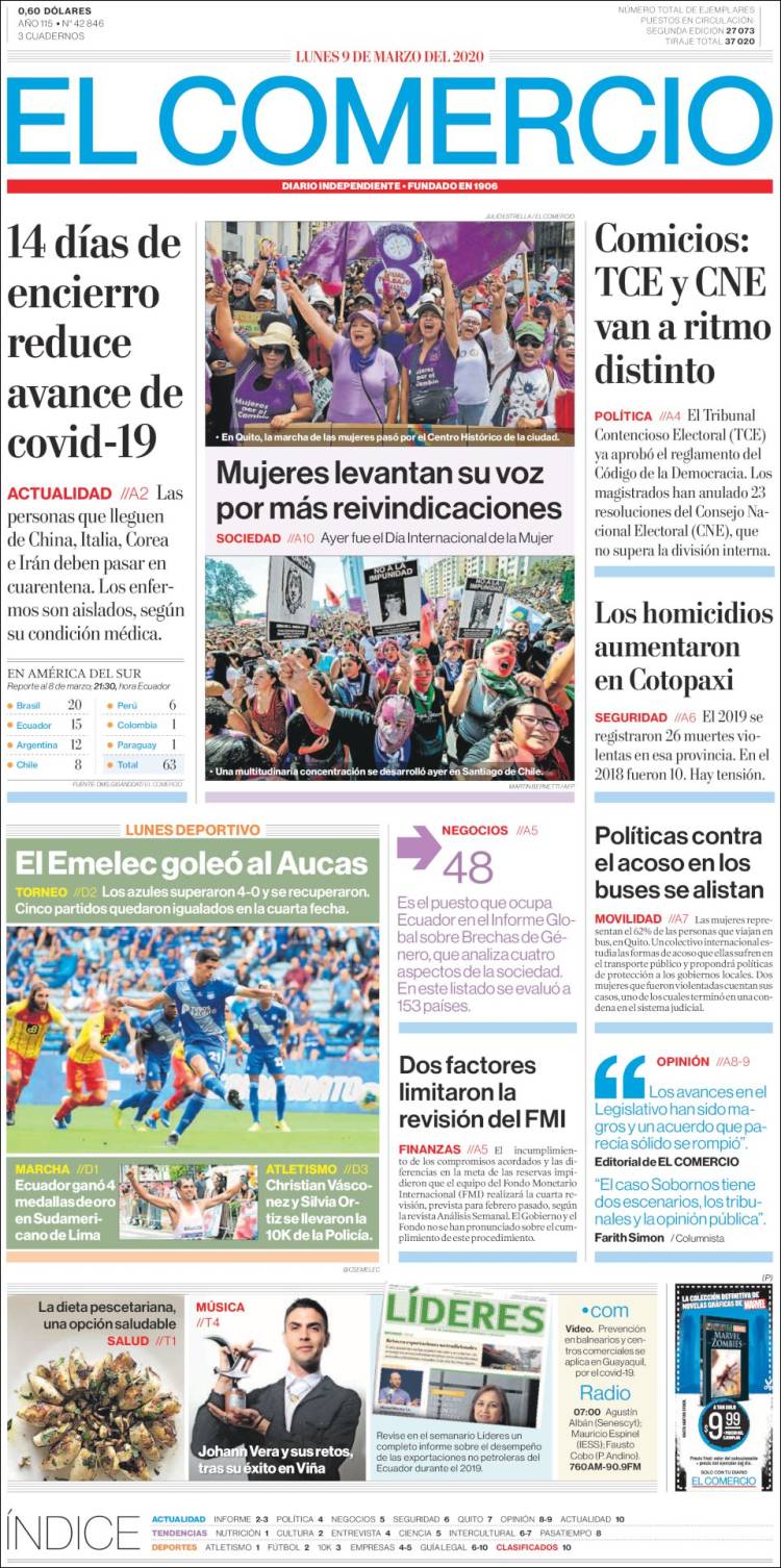 Portada de El Comercio (Ecuador)