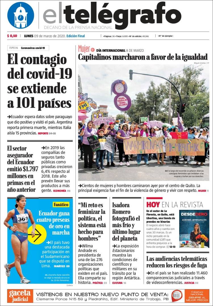 Portada de El Telégrafo (Ecuador)