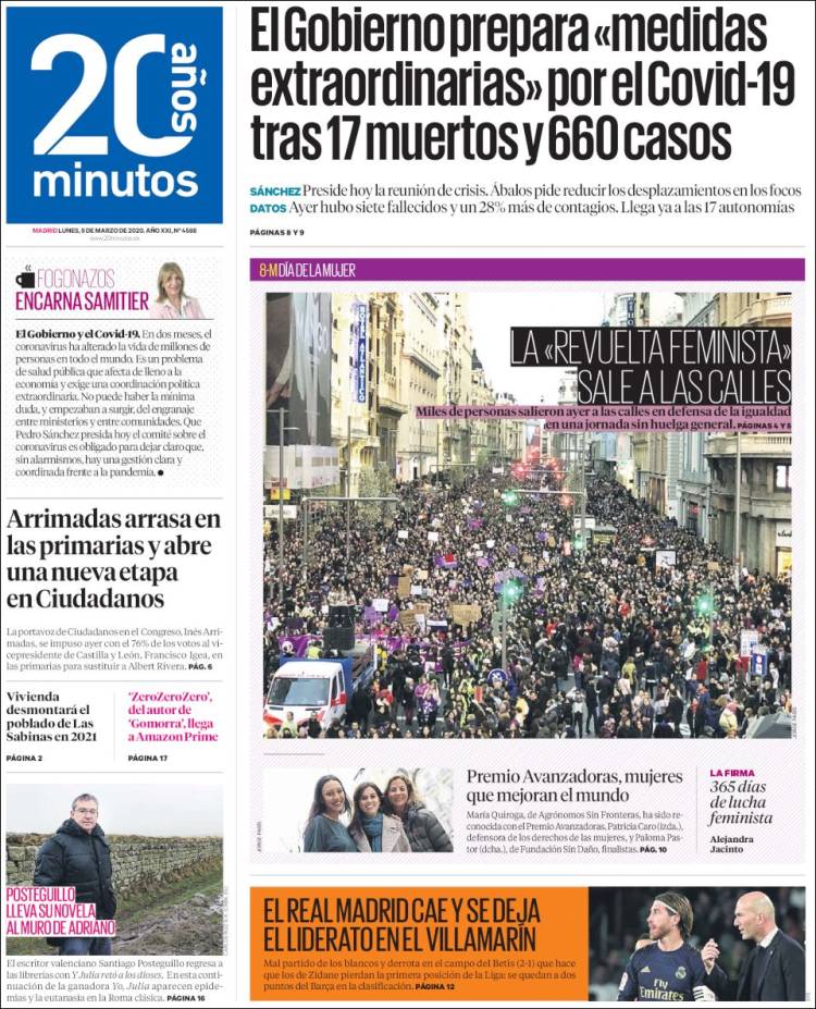 Portada de 20 Minutos - Madrid (Spain)