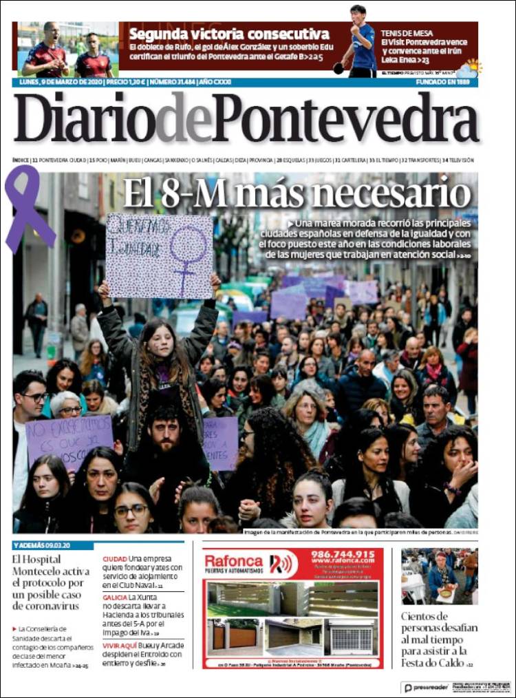 Portada de Diario de Pontevedra (Spain)