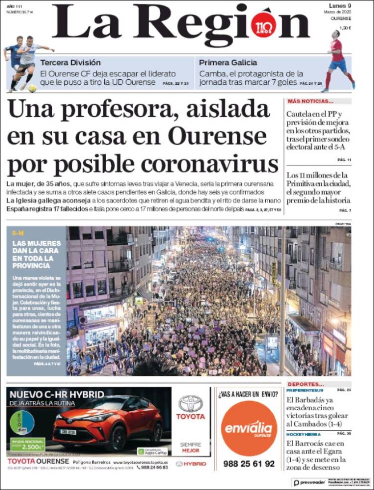 Portada de La Región de Ourense (Spain)