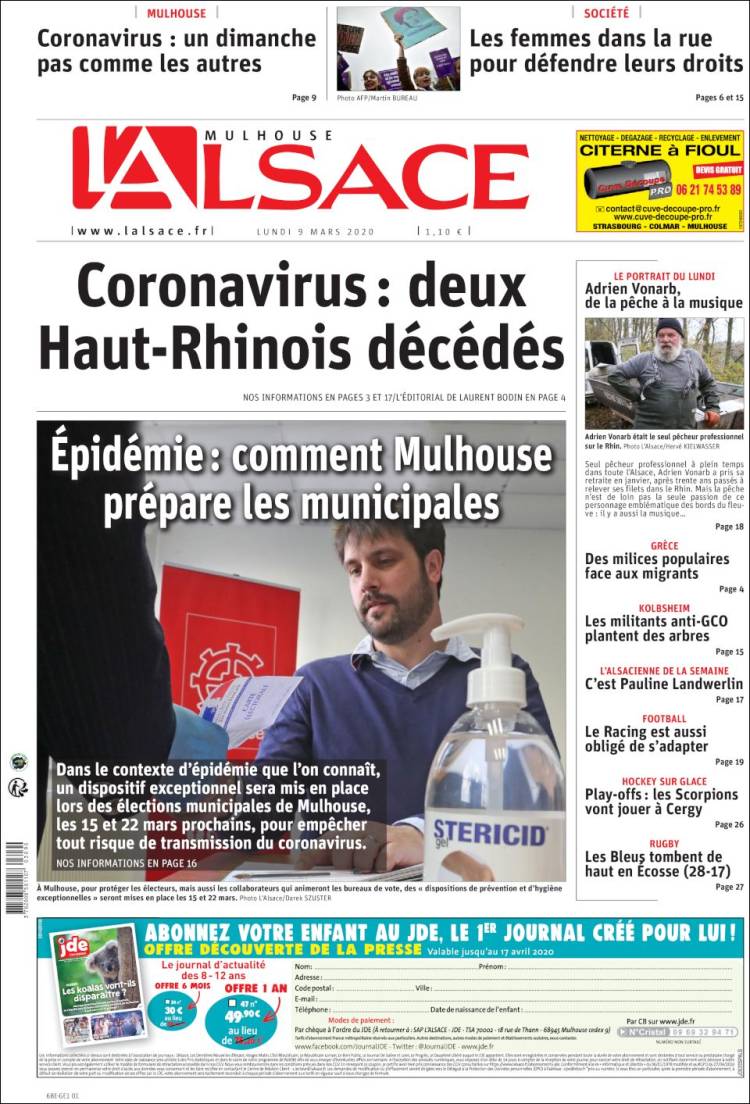 Portada de Journal L'Alsace (France)