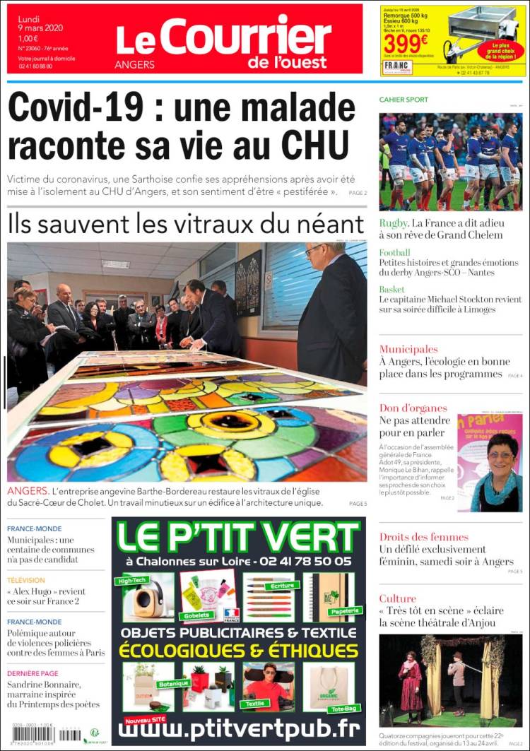 Portada de Le Courrier de l'Ouest (France)