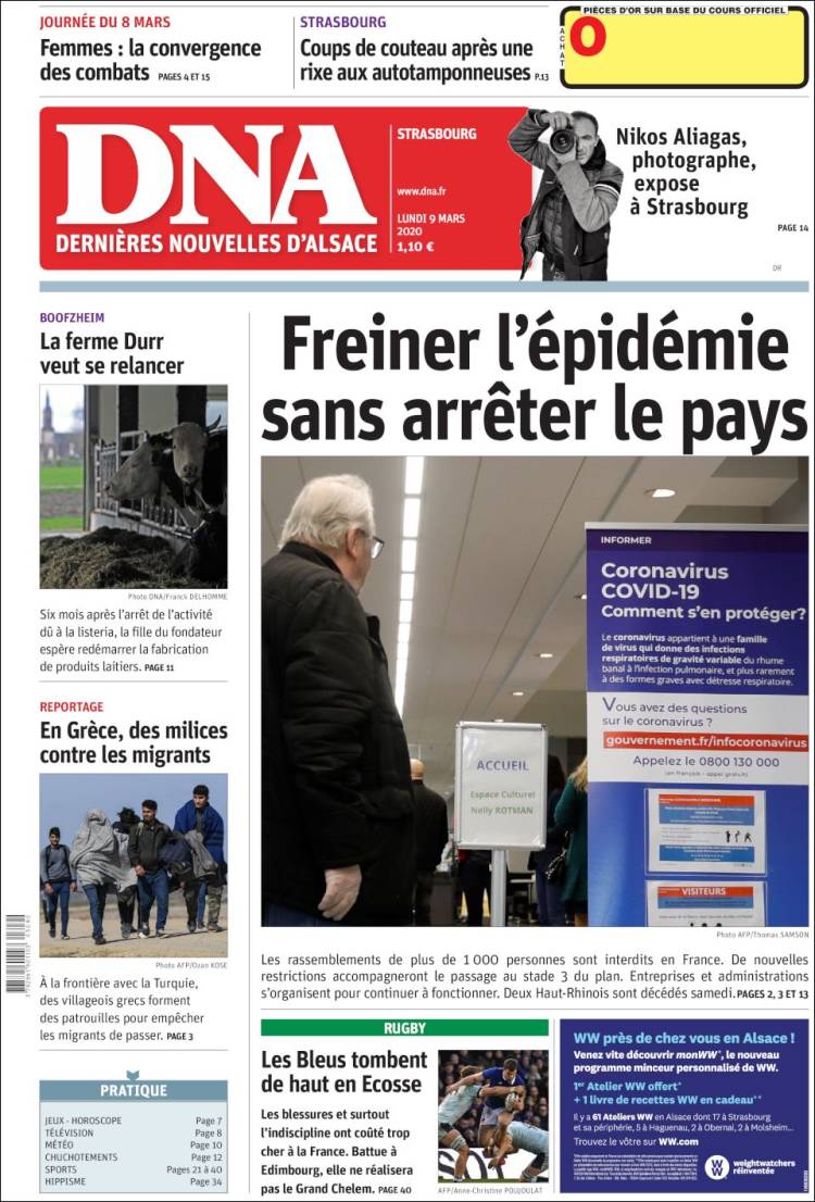 Portada de Les Dernières Nouvelles d'Alsace (France)