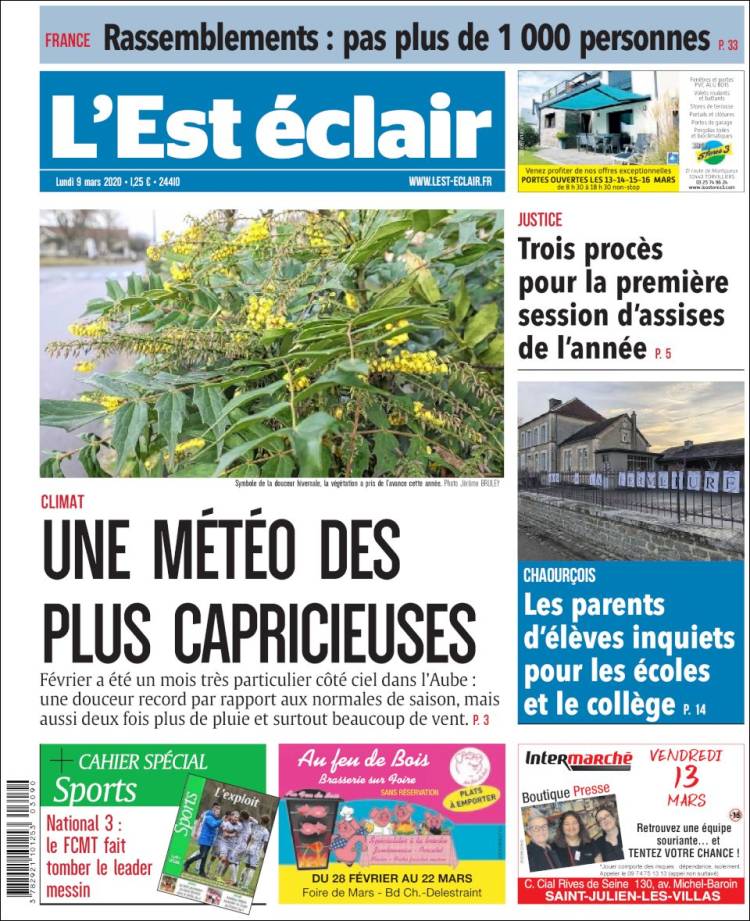 Portada de L'Est Eclair (France)