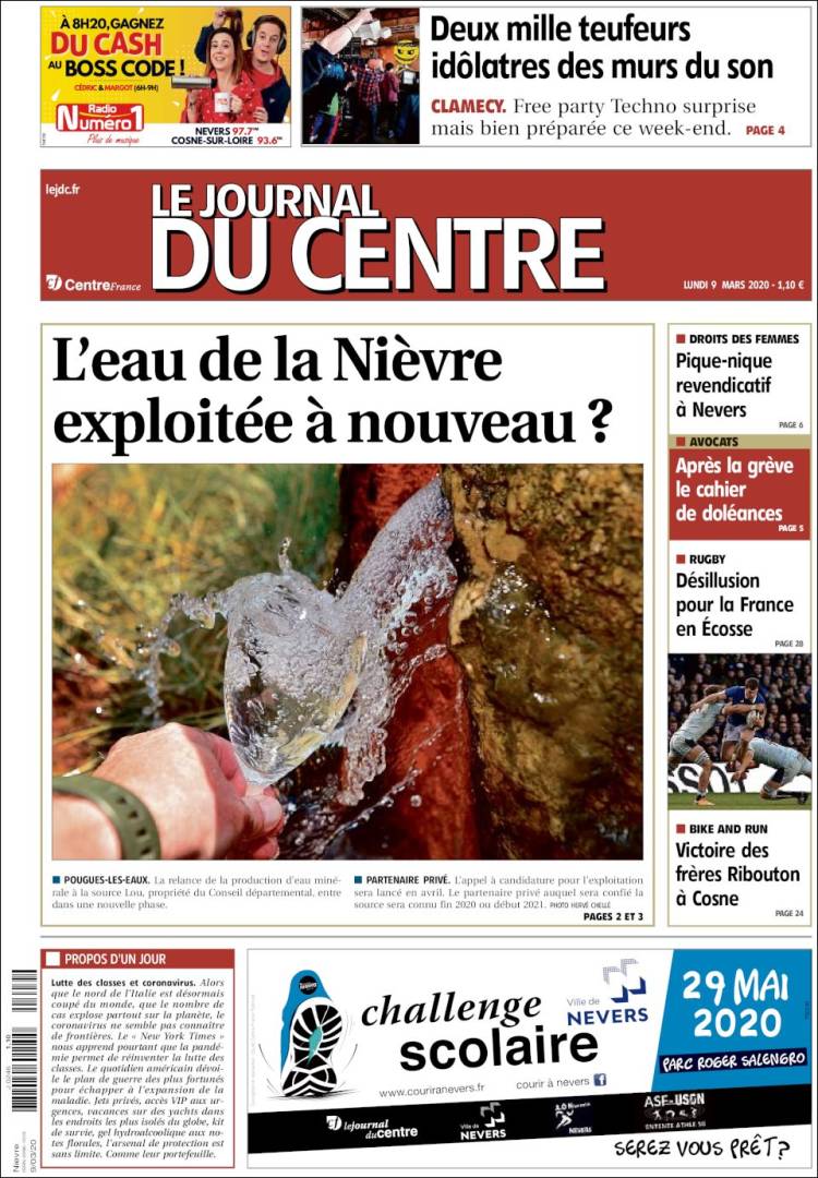 Portada de Le Journal du Centre (France)