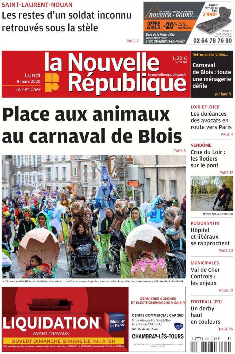 Portada de La Nouvelle Republique (France)