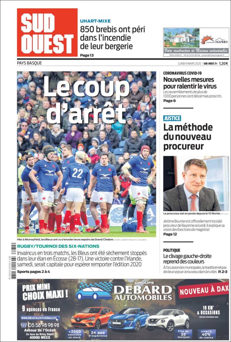 Portada de Sud Ouest (France)