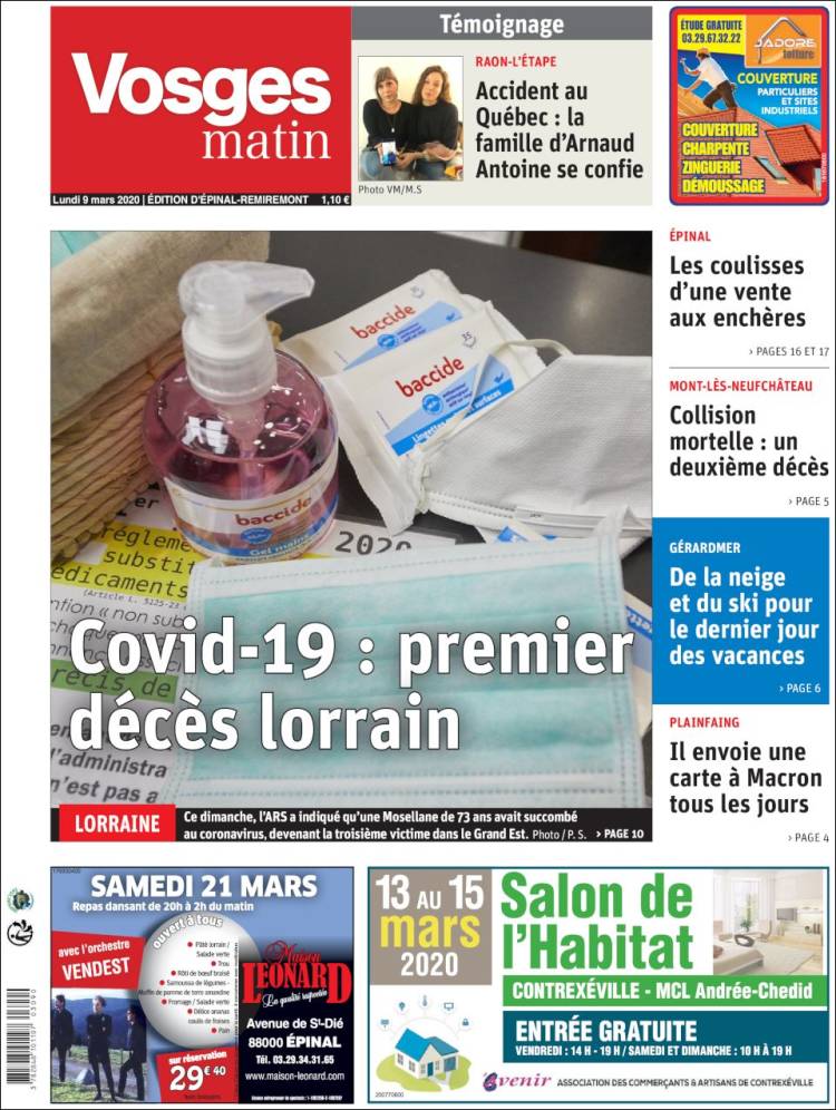 Portada de Vosges Matin (France)