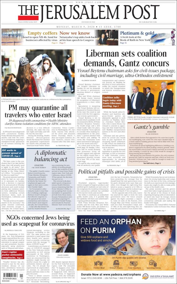 Portada de The Jerusalem Post (Israel)