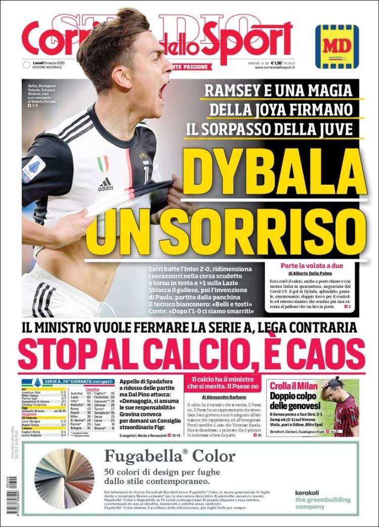 Portada de Corriere dello Sport (Italia)