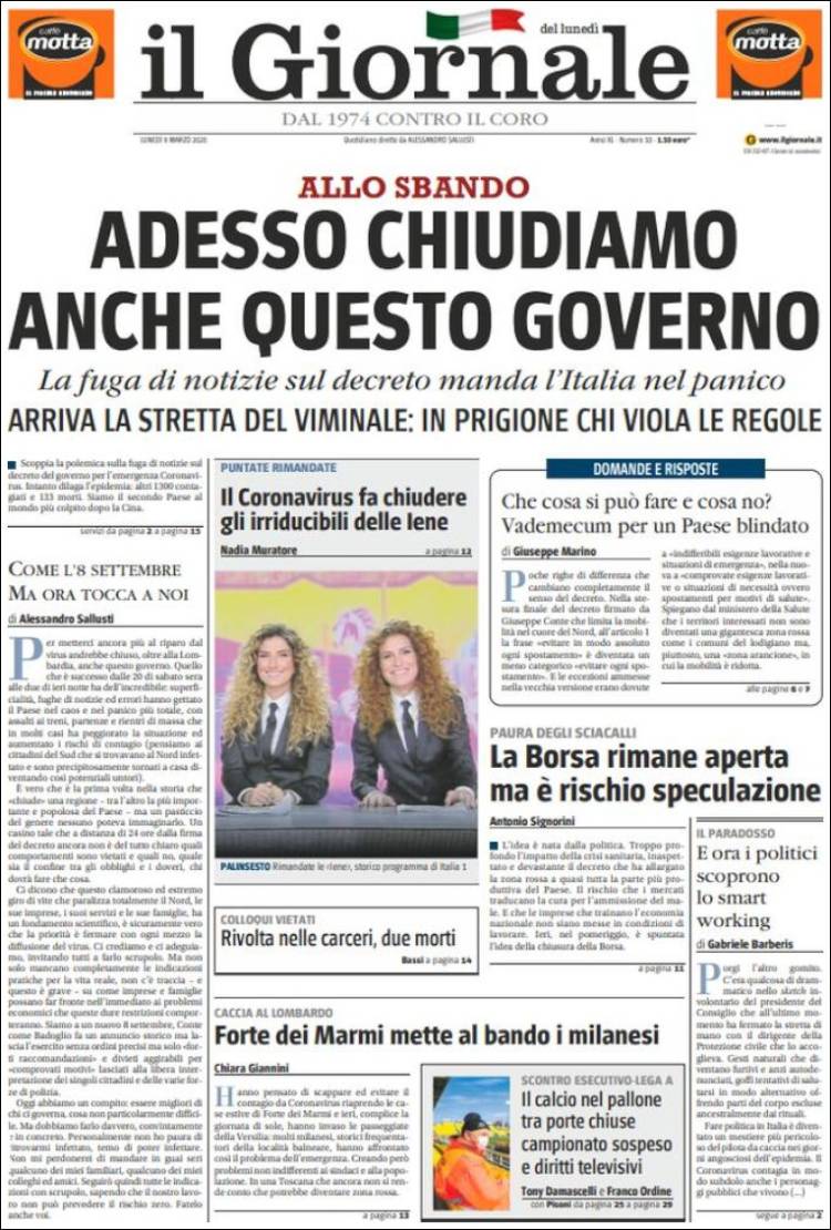 Portada de il Giornale (Italia)