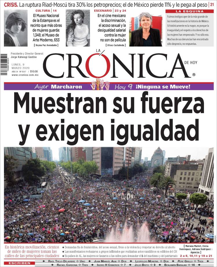 Portada de La Crónica de Hoy (México)