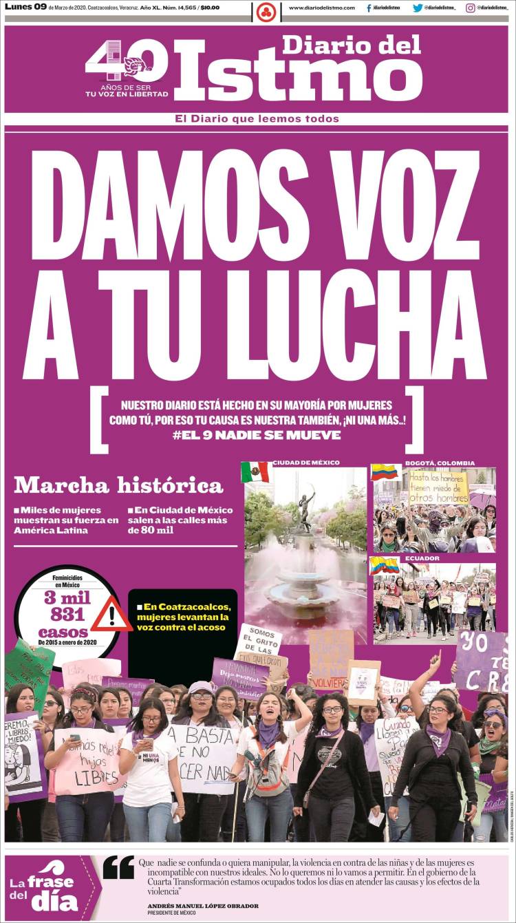 Portada de Diario del Istmo - Voz en Libertad (México)