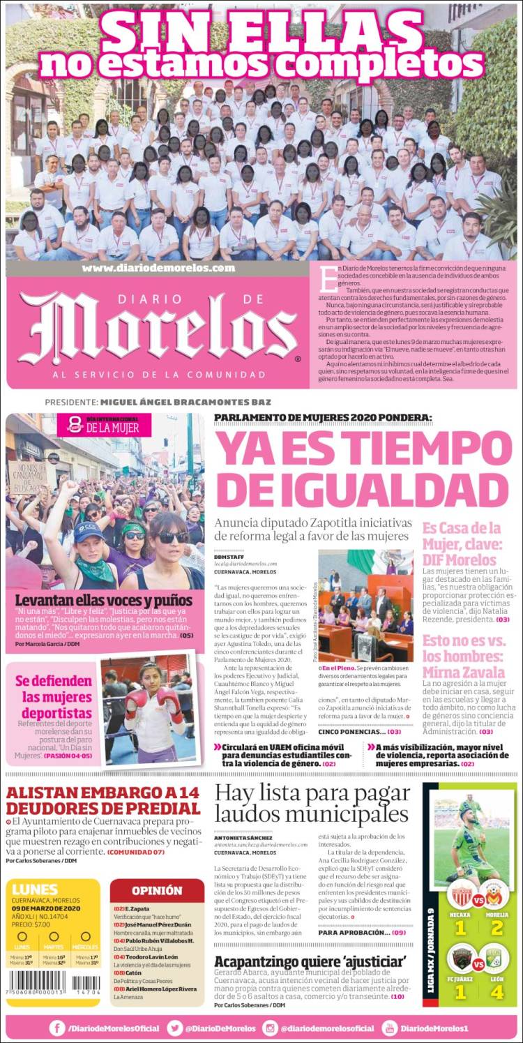 Portada de Diario de Morelos (México)