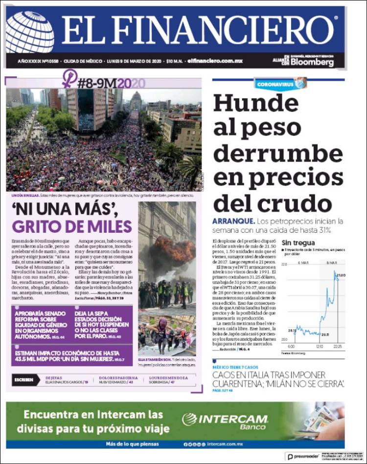 Portada de El Financiero (México)