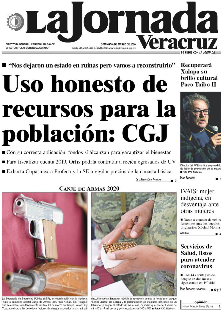 Portada de La Jornada Veracruz (México)