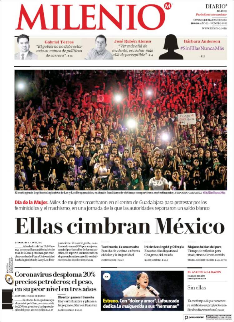 Portada de Milenio - Jalisco (México)