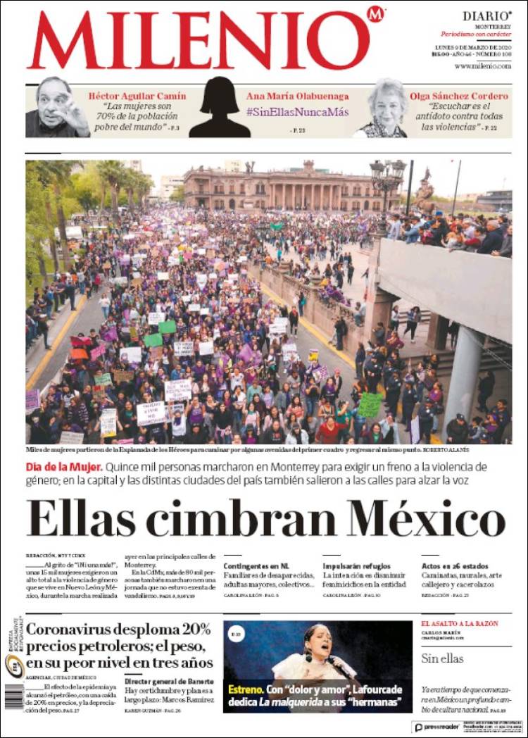 Portada de Milenio de Monterrey (México)